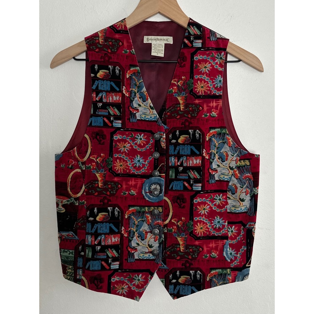 Vintage Banana Republic Novelty Tapestry Vest S Dark Academia Retro Artst